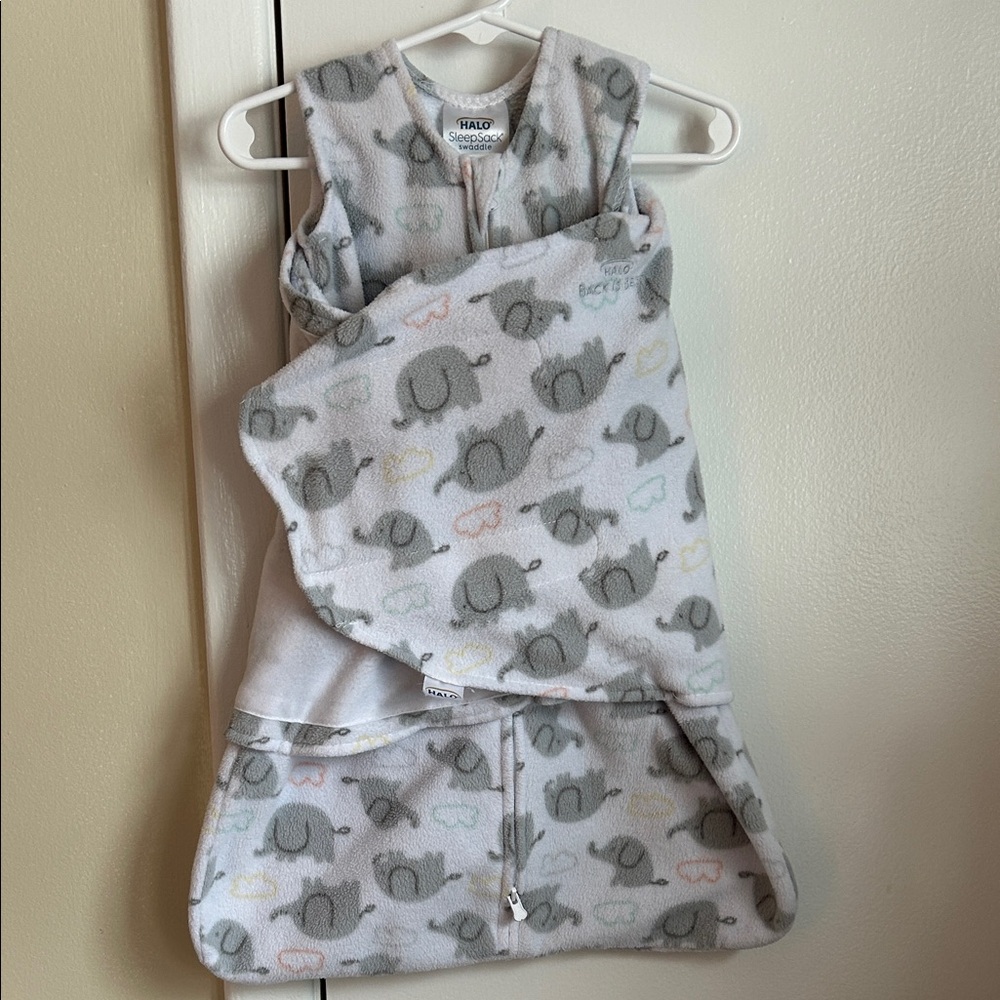 Halo Soft Gray Elephant Sleep Sack swaddle